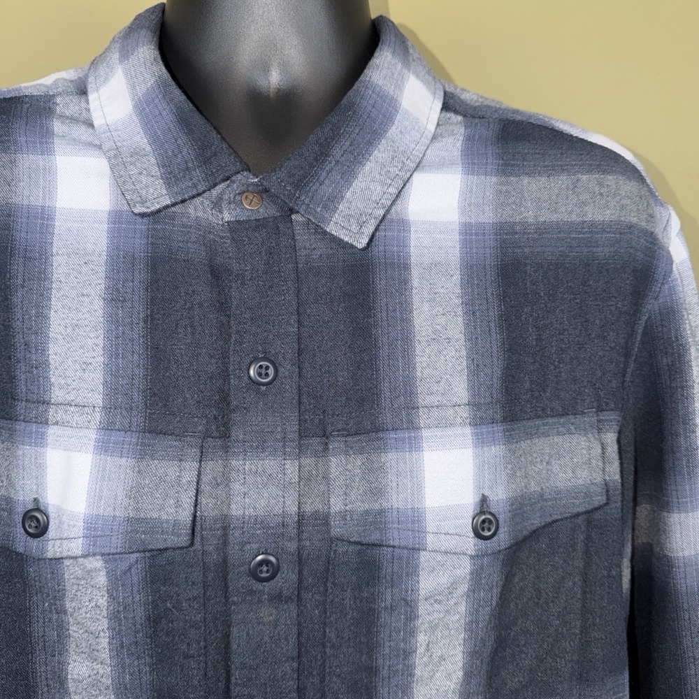 REI Co Op Mens Large Flannel Shirt Blue Plaid Button Down Outdoor Long Sleeve